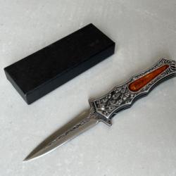 Couteau vintage motif vignes pliant 23cm columbia