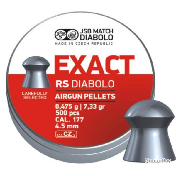 Plombs JSB EXACT RS Diabolo Cal.4,52 0.475g 7.33gr par 500