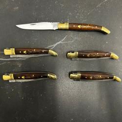 Lot de 5 couteaux de poche manche bois Ref LT78 taille 21cm avec gravure prénom offert