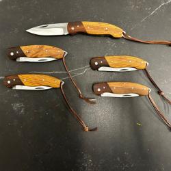 Lot de 5 couteaux de poche manche bois olivier Ref LT82 taille 20cm avec gravure prénom offert