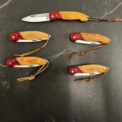 Lot de 5 couteaux de poche manche bois olivier Ref LT83 taille 20cm avec gravure prénom offert