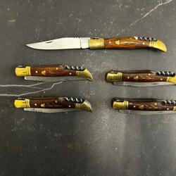 Lot de 5 couteaux de poche manche bois Ref LT91 taille 21cm avec gravure prénom offert