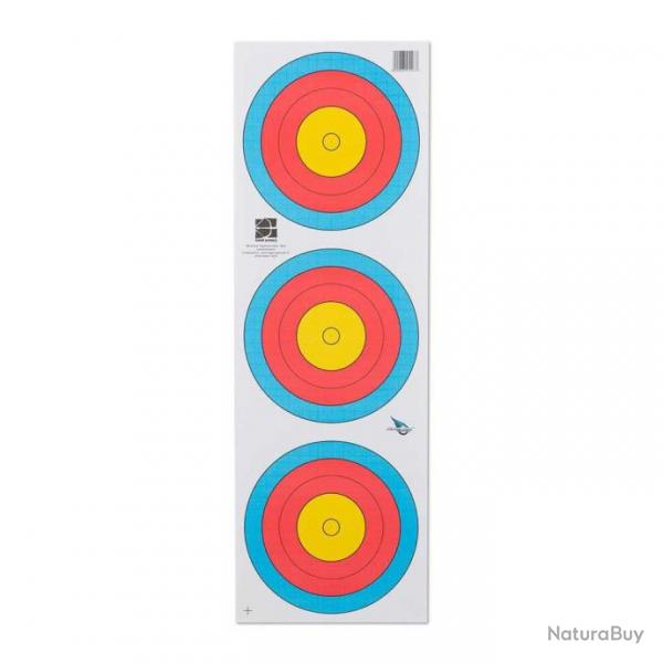 Blason 3 cibles 5 anneaux World Archery pour tir  l'arc ou arbalte Small 40x40cm Centre Vertical