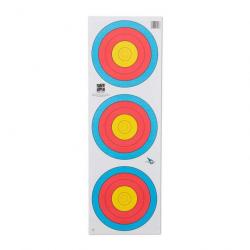 Blason 3 cibles 5 anneaux World Archery pour tir à l'arc ou arbalète 40x40cm Standard Centre Vertica