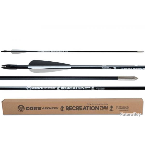 Lot de 25 flches Core Recreation 7mm en fibre de verre 25 lbs 28"