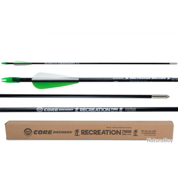 Lot de 25 flches Core Recreation 7mm en fibre de verre 25 lbs 30"