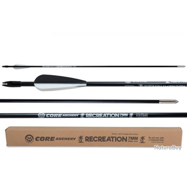 Lot de 25 flches Core Recreation 7mm en fibre de verre 25 lbs 32"