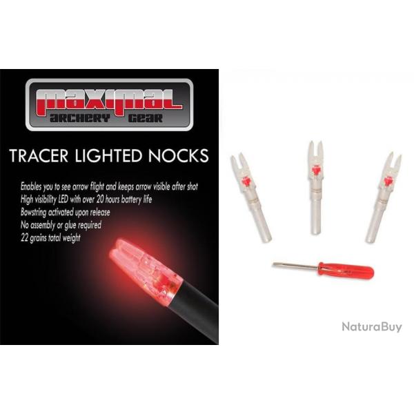 Lot de 3 encoches lumineuses Maximal S-Size pour tubes ID6.2mm Rouge