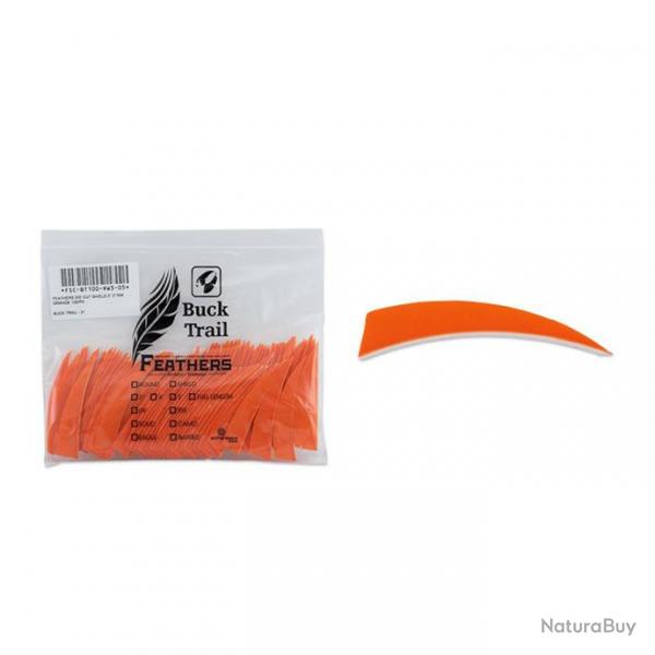 Lot de 100 plumes shield Buck Trail RW 3 pouces couleur unie Orange