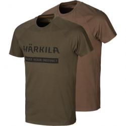 Pack de 2 t-shirts Härkila logo willow green et slate brown taille XL neufs