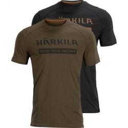 Pack de 2 t-shirts Härkila logo willow green et slate brown taille L neufs