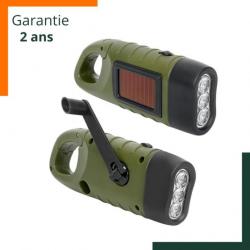 Enchère rapide sans réserve - Lampe torche LED solaire avec dynamo - Vert armée