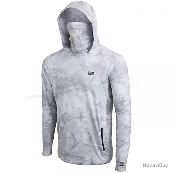 L Shirt Pelagic Exo Tech Open Seas Hooded Camo Gris Clair