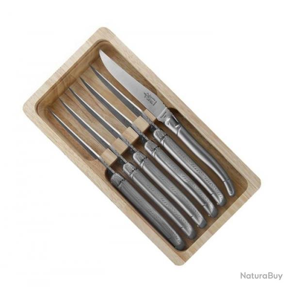 Coffret 6 couteaux Laguiole table inox mat [Arbalte G. David]