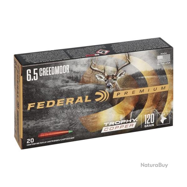 Munitions FEDERAL cal.6.5 creedmoor trophy copper 7.77g 120gr par 20