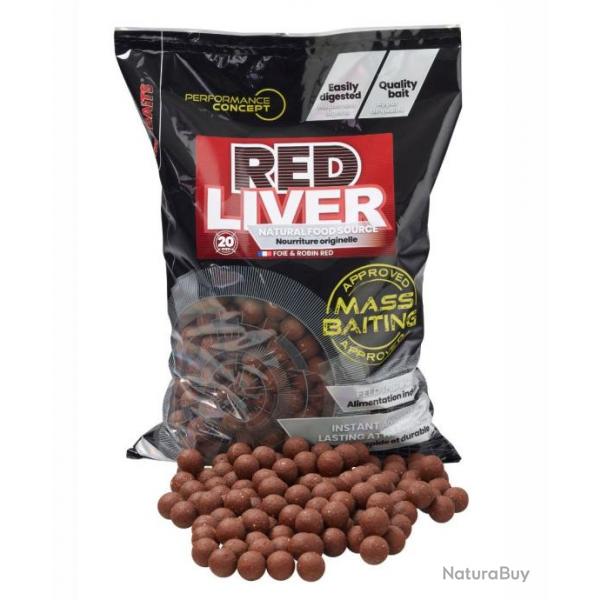 STARBAITS BOUILLETTES PERFORMANCE CONCEPT MASS BAITING RED LIVER 3KG STARBAITS 20mm 3kg