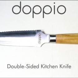 Doppio Couteau de cuisine double tranchant ,manche d'olivier