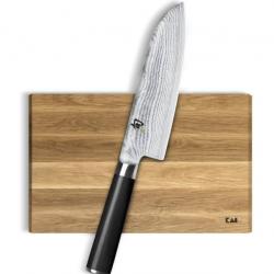 Kai DM-0702 + Planche Couteau Santoku Shun Classic Lame de 18 cm Damas