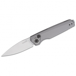 Kershaw 7551 Couteau pliant Lame à pointe tombante lavée à la pierre, poignées en aluminium gris