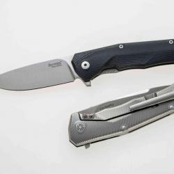 LionSteel TRE GBK Couteau pliant T.R.E. G10, Every Day Carry avec palme intégrée - Noir