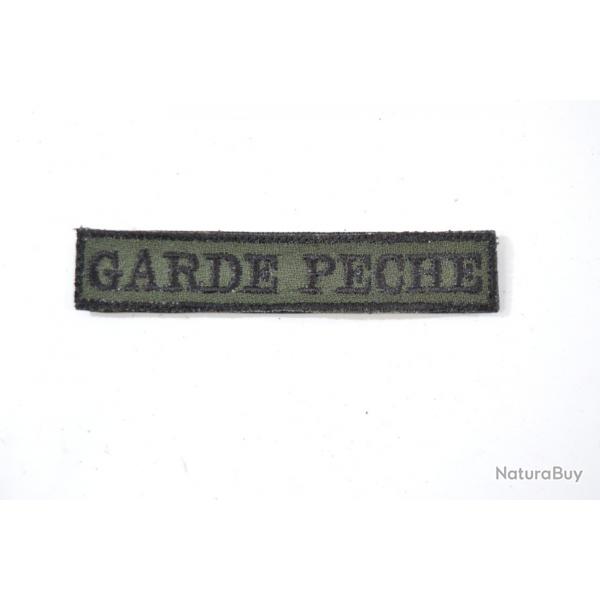 Bande patronyme garde pche noir sur fond vert, bande velcro pour veste militaire ou autre