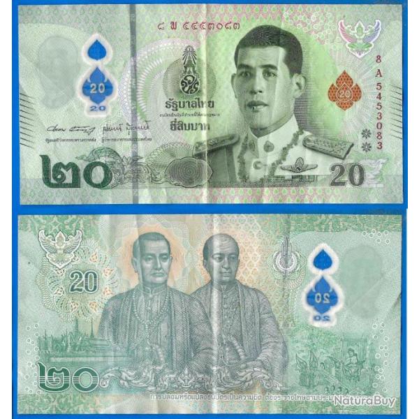 Thailande 20 Baht 2022 Billet Polymere Bath