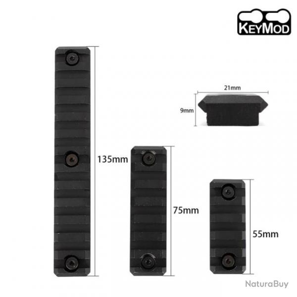 Ensemble de 3 Rails picatinny en aluminium pour attache Keymod