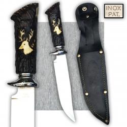 SUPERBE & RARE COUTEAU/DAGUE DE CHASSE, POIGNEE CORNE, INOX, XX, ORIGINAL