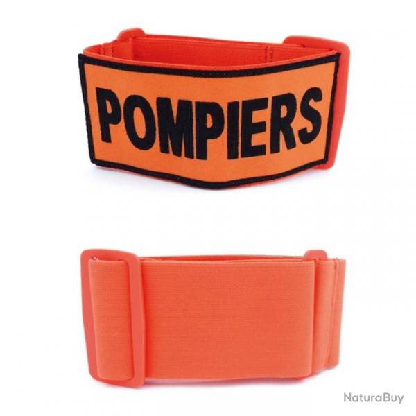 BRASSARD BRODE TISSU ORANGE POMPIERS