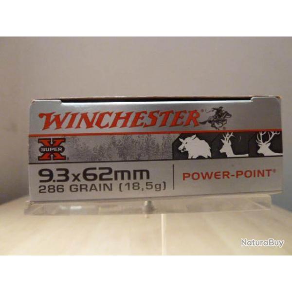 OFFRE MUNITIONS BALLES WINCHESTER 9.3X62 POWER POINT SUPER X  286 G