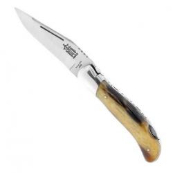 Couteau Laguiole chasse "Grande nature" 12 cm, Manche façon corne blonde [Arbalète G. David]
