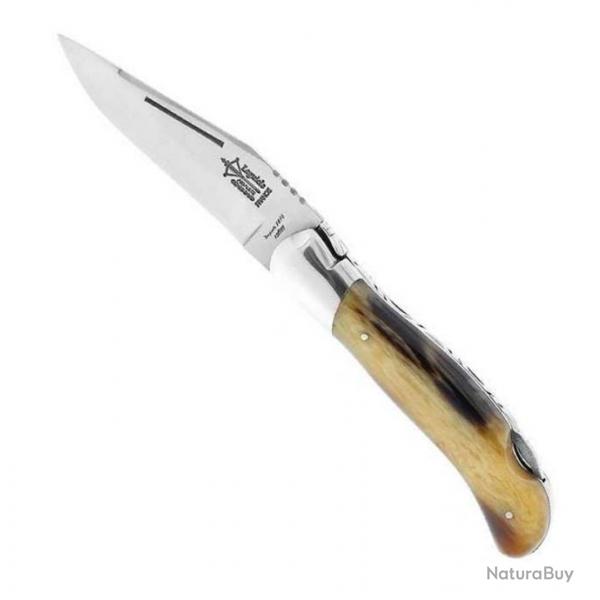 Couteau Laguiole chasse "Grande nature" 12 cm, Manche faon corne blonde [Arbalte G. David]