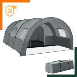 Tente tunnel XXXL pour 6 personnes - Anti UV -  Gris - Livraison rapide et gratuite