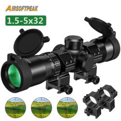 AirsoftPeak Lunette De Visée 1.5-5X32 Rail 11MM Paiement en 3 ou 4 fois - LIVRAISON GRATUITE !!!