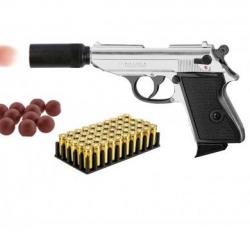 Pack Défense pistolet alarme Chiappa Lady chromé