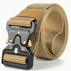 Ceinture tactique beige, boucle doré