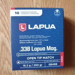.338 Lapua Magnum cartouches marque LAPUA 250gr scenar - 10 pcs
