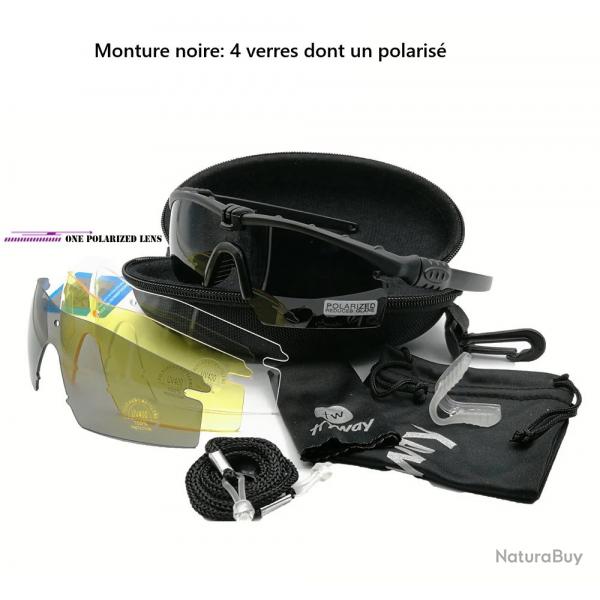 Lunette de protection avec 4 verres interchangeables dont un polaris
