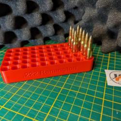 Plateau pour Rechargement - Calibre 222 Rem / Rangement pour 50 cartouches ROUGE - Impression 3D