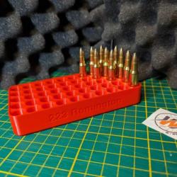 Plateau pour Rechargement - Calibre 223 Rem / Rangement pour 50 cartouches ROUGE - Impression 3D