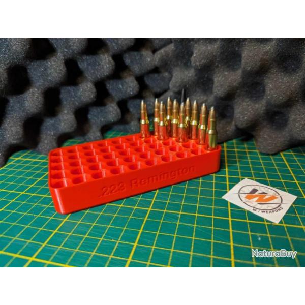 Plateau pour Rechargement - Calibre 223 Rem / Rangement pour 50 cartouches ROUGE - Impression 3D