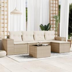 Salon de jardin avec coussins 6 pcs beige résine tressée