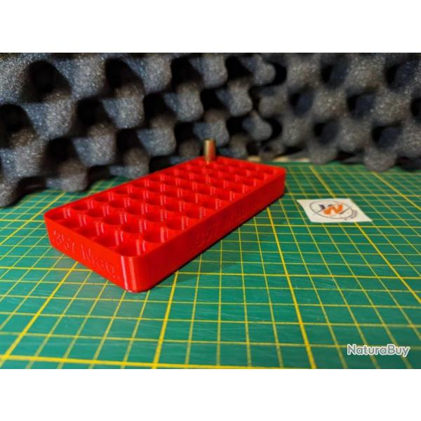 Plateau pour Rechargement - Calibre 357 Mag / Rangement pour 50 cartouches ROUGE - Impression 3D