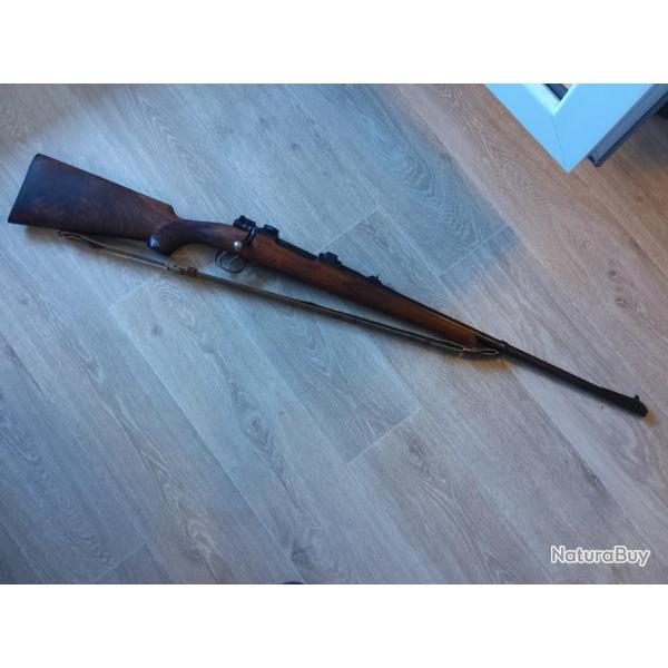 Trs belle carabine ARTISANALE belge systme MAUSER avec stecher crosse noyer veine cal 270 win