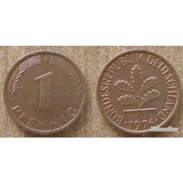 Allemagne 1 Pfennig 1976 Mint D RFA Piece Deutsche Mark