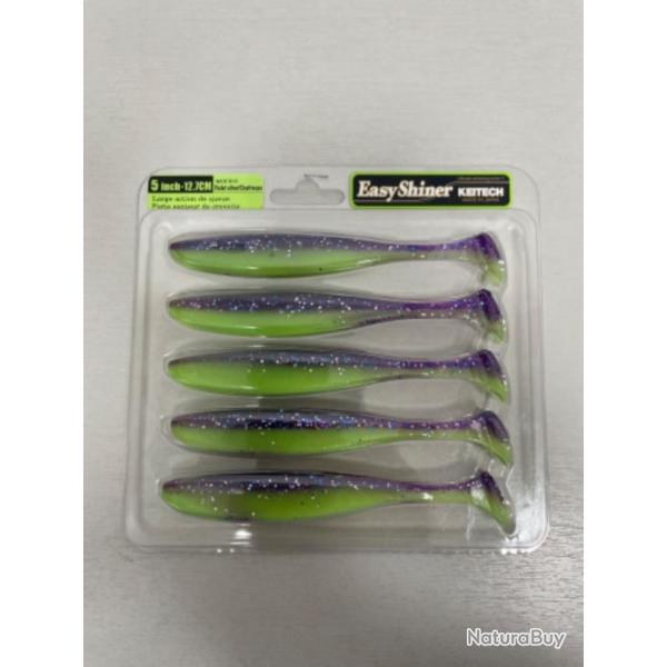 !! LEURRE KEITECH EASY SHINER 5' COL VIOLET SILVER CHARTREUSE