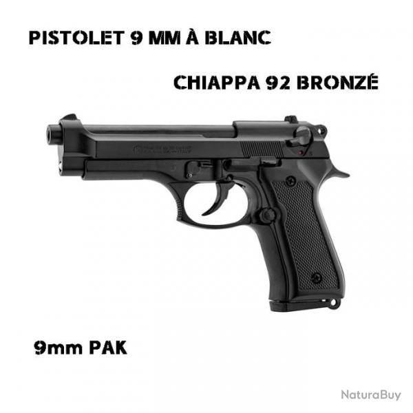 CHIAPPA PISTOLET 92 AUTO 9mm  blanc BRONZE