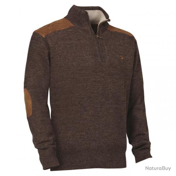 PROMOTION ! Pull de chasse marron Fox col zipp Verney Carron