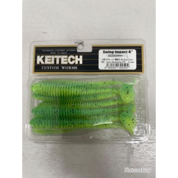 !! LEURRE KEITECH SWING IMPACT SLIM 4' COL LIME CHARTREUSE PP