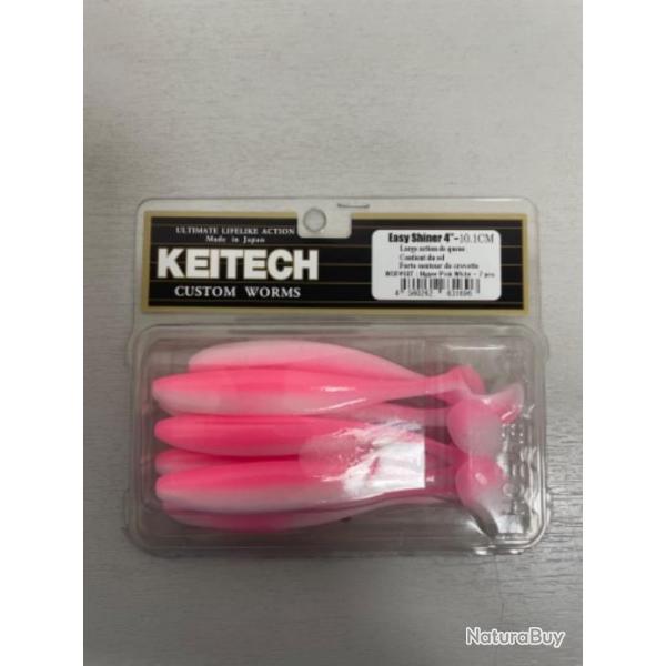 !! LEURRE KEITECH EASY SHINER 4' COL HYPER PINK WHITE